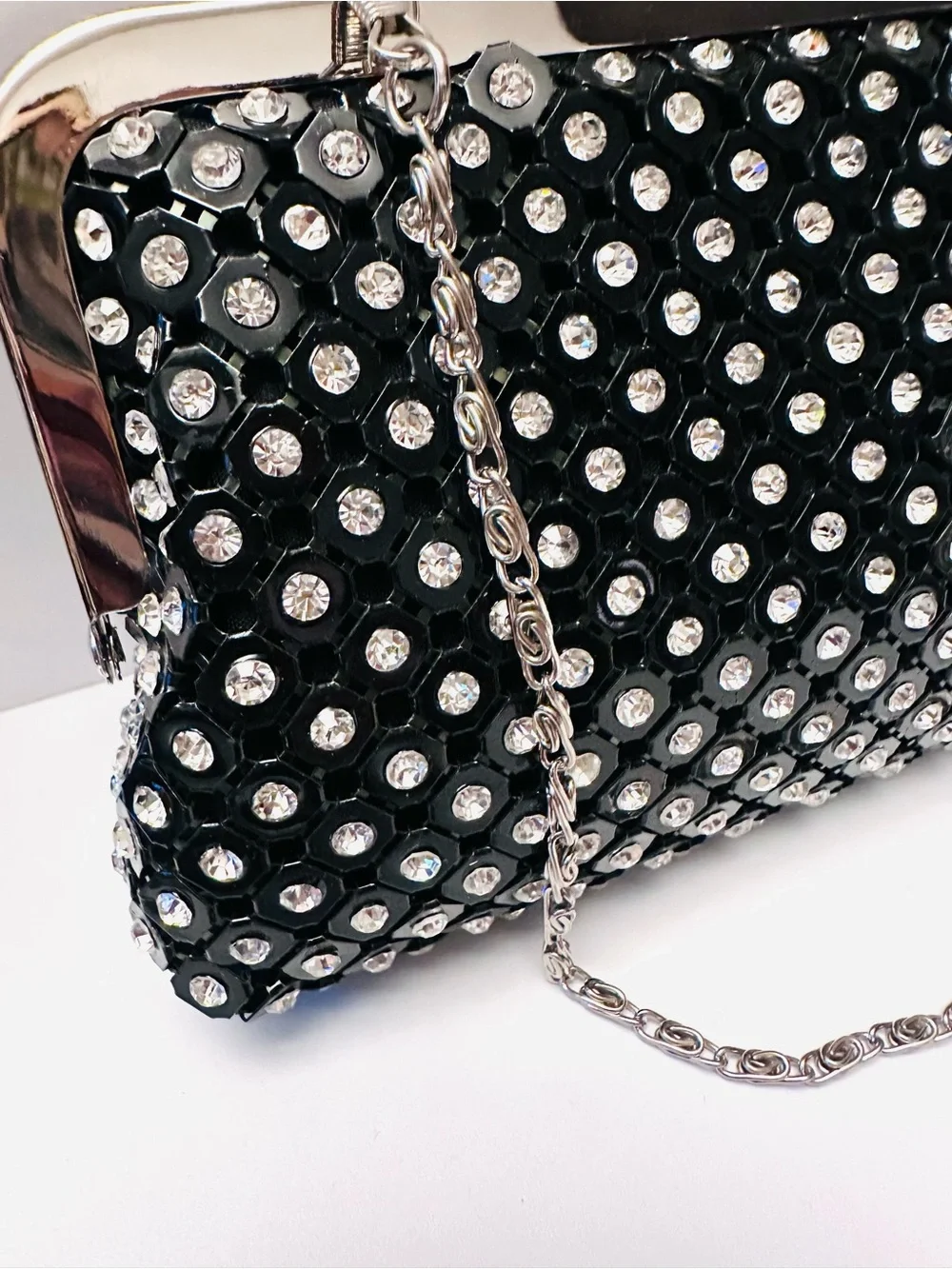 After Dark Black & Rhinestone clutch/Purse/Handbag NWT